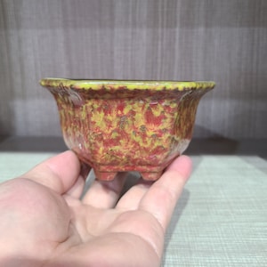Zeshoekige bonsaipot hoge temperatuur Yanbian paars zand geglazuurde bloempot schets bonsaipot bloem fruitboom succulent bonsaipot
