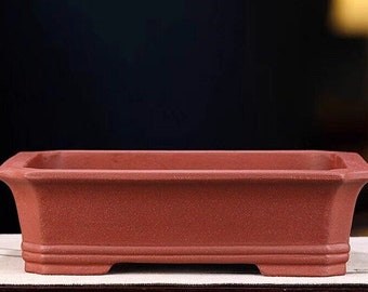 12.4 inch rectangular bonsai pot Yixing purple sand flower pot simple unglazed breathable flower pot flower exhibition bonsai pot