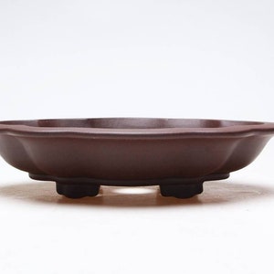 Handmade Begonia-shaped shallow bonsai pot Yixing purple sand flower pot simple retro breathable unglazed flower pot exhibition bonsai pot