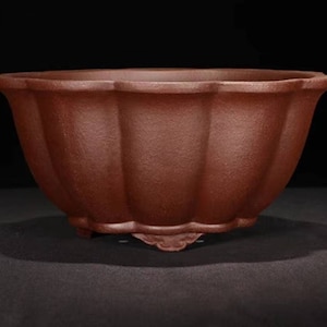 Petal-shaped bonsai pot Yixing purple sand flower pot simple unglazed breathable flower pot gardening green plant exhibition bonsai pot