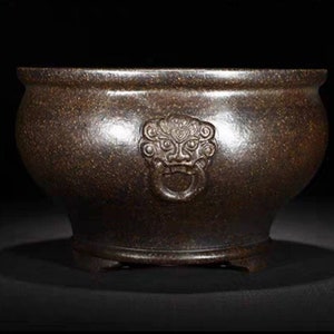 ヴィンテージクリエイティブライオンヘッド手作り紫砂陶器プランター多肉植物盆栽鉢ホームガーデニング装飾鉢植え鉢
