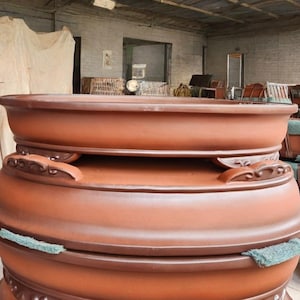 40.1 inch oval cloud foot bonsai pot Yixing purple sand flower pot retro unglazed flower pot jungle bonsai pot gardening bonsai pot