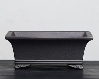 15,7 cm hochwertige handgefertigte rechteckige Wolkenfuß Bonsaischale Yixing lila Sand Bronze unglasiert Blumentopf Ausstellung Bonsaischale