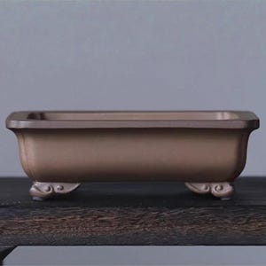 10&quot; handmade rectangular cloud-foot bonsai pot Yixing purple sand flower pot retro unglazed flower pot pine gardening exhibition bonsai pot