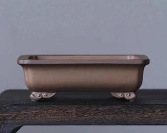 10" handgemachte rechteckige Wolkenfuß Bonsaischale Yixing lila Sand Blumentopf Retro unglasiert Blumentopf Kiefer Gartenarbeit Ausstellung Bonsaischale