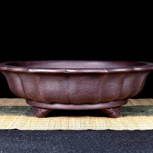 Retro diamond-shaped bonsai pot Yixing purple sand unglazed flower pot flower pine tree gardening exhibition bonsai pot