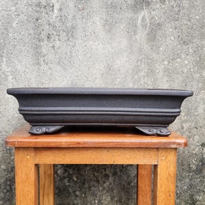 13.4-inch High-Quality Handmade Rectangular Bonsai Pot, Yixing Purple Clay Bronze Flower Pot, Retro Unglazed Flower Pot,