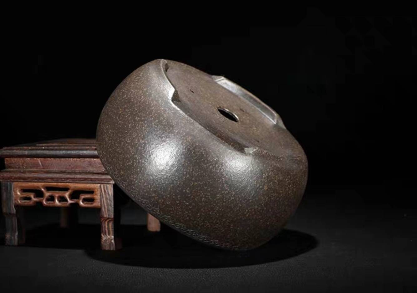 Round bonsai pot Yixing purple sand pottery flower pot Etsy