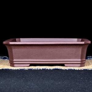 12.4-inch Handmade Rectangular Beveled Bonsai Pot, Yixing Purple Clay Flower Pot, Retro Unglazed Flower Pot, Flower Exhibition Bonsai Pot
