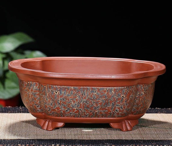 High Quality Bonsai Pot China Yixing Twisted Mud Craft Handmade Purple Sand  Pottery Flower Pot Retro Bonsai Pot Garden Decoration Potted Pot - Etsy