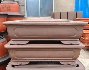 78cm-80cm rechteckige Wolkenfuß Bonsaischale Yixing lila Sand Blumentopf unglasiert Blumentopf grün Pflanzen Ausstellung Bonsaischale