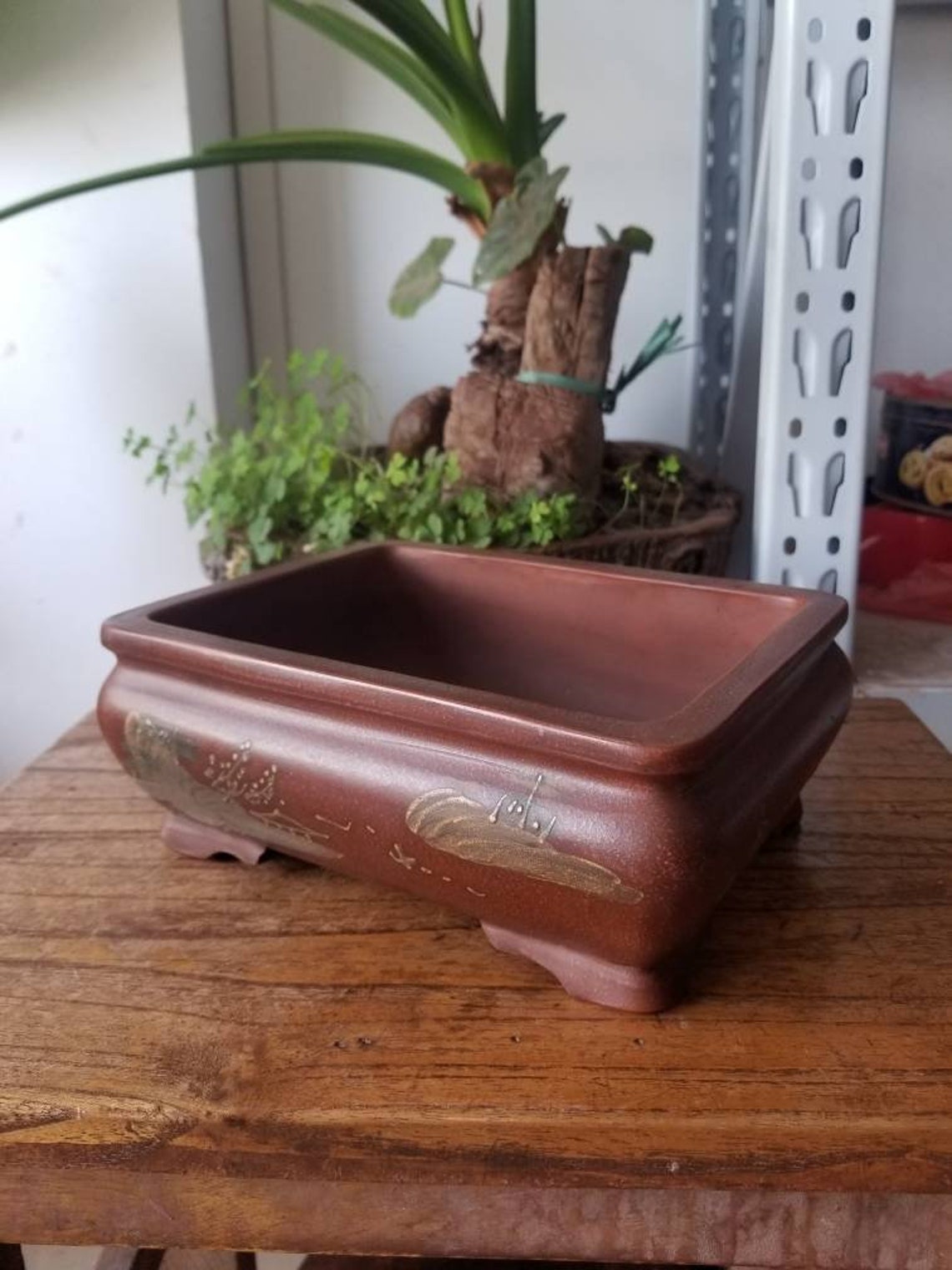 Rectangular handmade bonsai pot China Yixing Zisha retro Etsy