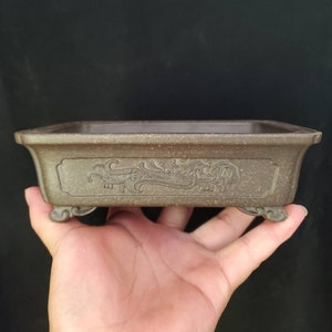 Rectangular bonsai pot Yixing purple sand flower pot retro unglazed bonsai flower pot flower green plant exhibition bonsai pot    