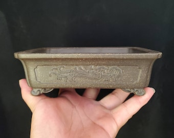 Rectangular bonsai pot Yixing purple sand flower pot retro unglazed bonsai flower pot flower green plant exhibition bonsai pot    