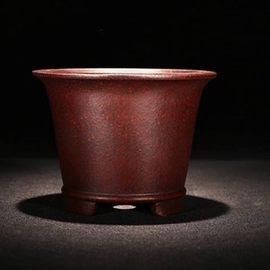 Round bonsai pot Yixing purple sand flower pot simple retro unglazed flower pot orchid succulent planter, cactus, moss bonsai pot