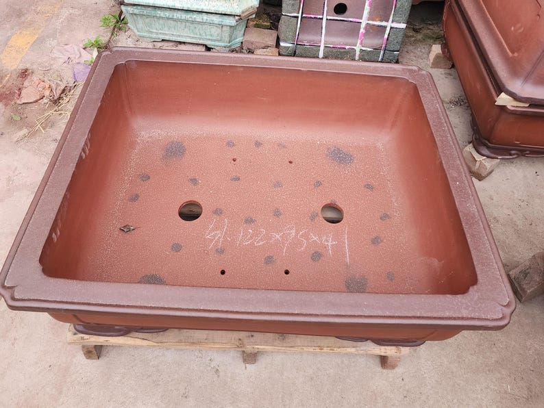 48-inch large rectangular cloud-foot block bonsai pot, Yixing purple clay flower pot, retro unglazed flower pot, jungle bonsai pot image 5