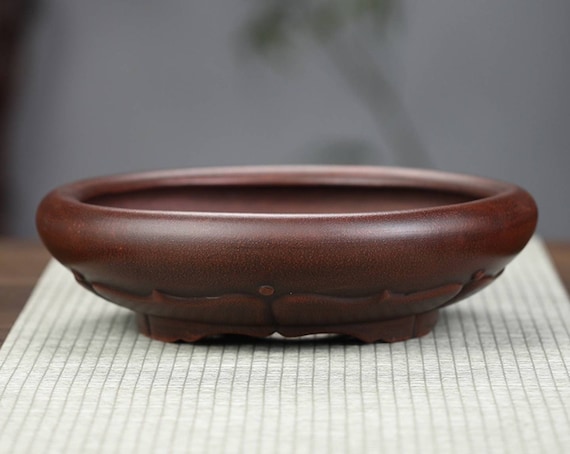 Handmade Round Lotus Shallow Bonsai Pot Yixing Purple Sand Flower Pot  Simple Retro Unglazed Breathable Green Plant Exhibition Bonsai Pot - Etsy