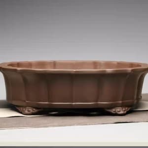 13.1 inch handmade diamond flower cloud foot oval bonsai pot Yixing purple sand flower pot retro unglazed flower pot  Japanese style
