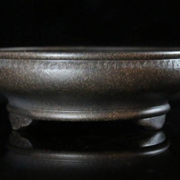 Round bonsai pots retro simple pottery pots Yixing zisha pottery pots home gardening decorative bonsai pots