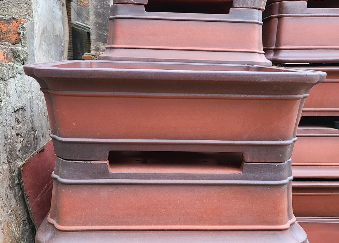 32-inch Handmade Large Rectangular Bonsai Pot Yixing Purple Sand Flower ...