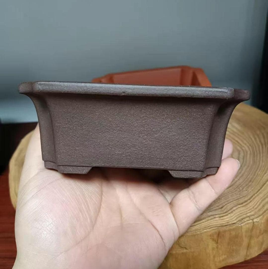 5.3 Inch Rectangular Cut Corner Bonsai Pot Yixing Purple Clay Flower Pot Retro Unglazed Flower Pot Green Plant Flower Gardening Bonsai Pot