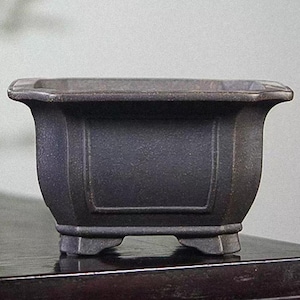 9-inch handmade square beveled bonsai pot, Yixing purple clay antique bronze flower pot, retro unglazed flower pot, pine tree bonsai pot