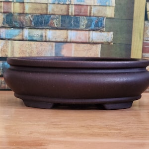 6.9-inch handmade oval bonsai pot Yixing purple sand ancient red clay flower pot retro unglazed flower pot green plant exhibition bonsai pot