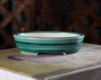 5.3-inch small oval bonsai pot Yixing ceramic flowerpot retro glazed flowerpot flower and green plant exhibition bonsai pot