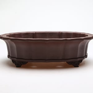 13-inch high quality handmade oval cloud foot diamond shaped bonsai pot Yixing purple sand flower pot pine green plant exhibition bonsai pot