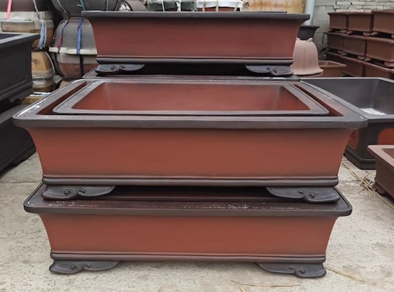 39.4-inch Handmade Large Rectangular Cloud-foot Bonsai Pot