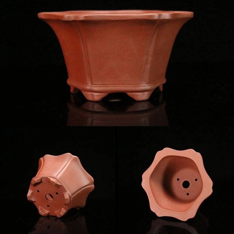 Hexagonal Bonsai Pot Yixing Purple Sand Pottery Flower Pot Etsy