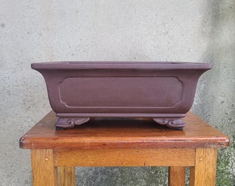 11,8-Zoll-Qualitäts-Handgefertigte Rechteckige Wolke Fuß Block Bonsaitopf Yixing Lila Ton Blumentopf Blumen Obstbaum Bonsai Topf