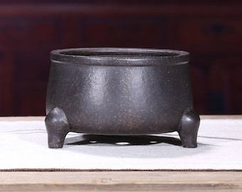 Mini Pottery Bonsai Pot Succulent Moss Planter China Yixing Zisha Flower Pot Retro Creative Tripod Bonsai Pot