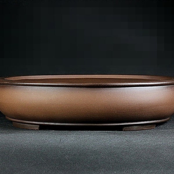 High quality oval large bonsai pot Yixing purple sand bonsai pot simple retro breathable green plant exhibition bonsai pot 46cm