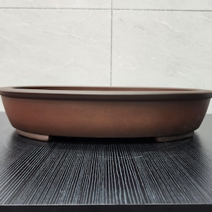 16.3 inch handmade oval bonsai pot Yixing purple sand flower pot retro unglazed flower pot flower gardening exhibition bonsai pot