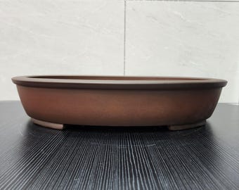 16.3 inch handmade oval bonsai pot Yixing purple sand flower pot retro unglazed flower pot flower gardening exhibition bonsai pot