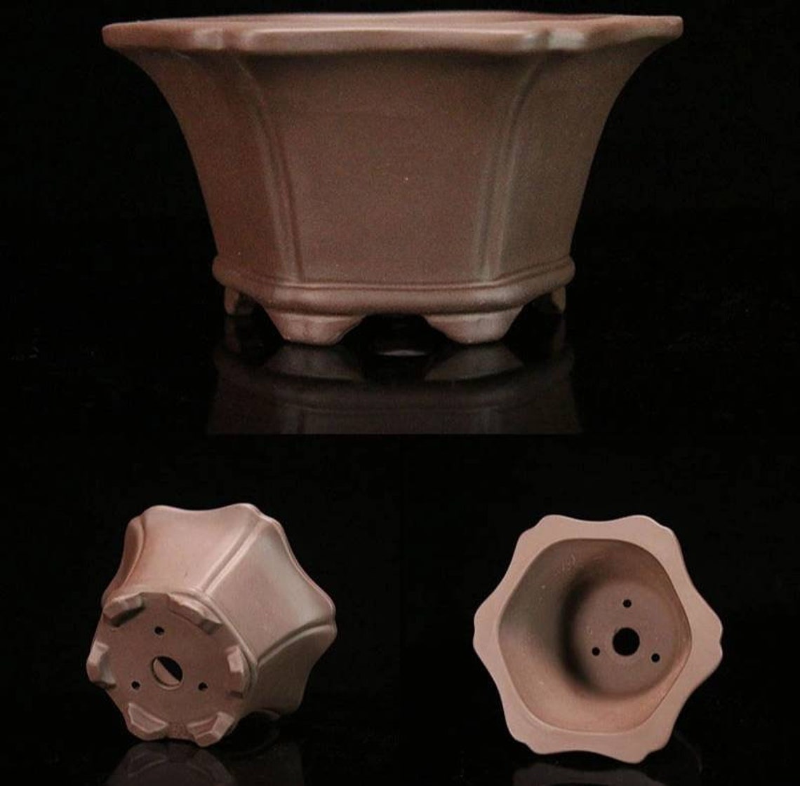 Hexagonal Bonsai Pot Yixing Purple Sand Pottery Flower Pot Etsy