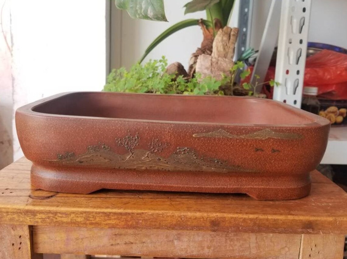 Handmade rectangular bonsai pots Yixing purple clay pottery Etsy