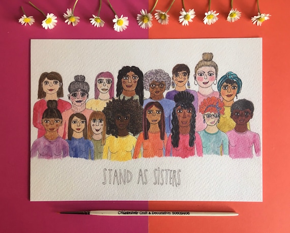 A5 print of original illustration, Stand as Sisters.