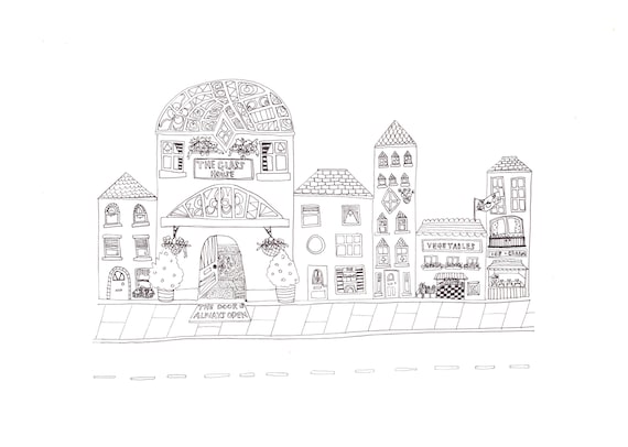 Glasshouse Street. A4 Black and White Print