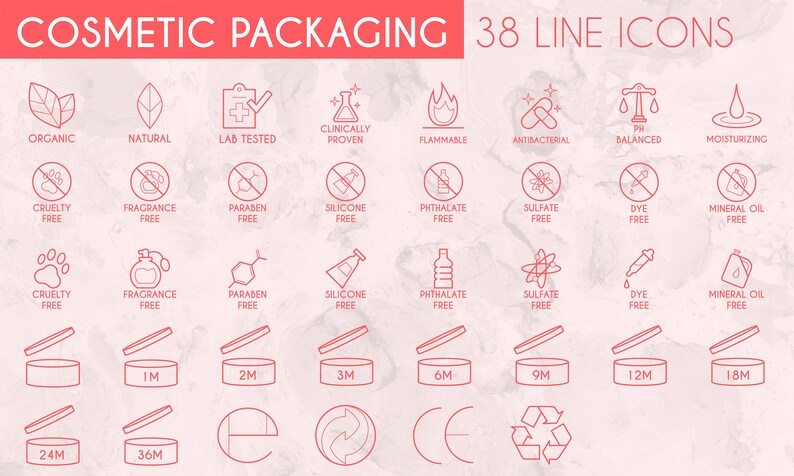 Cosmetic Packaging Line Icon Pack - Etsy