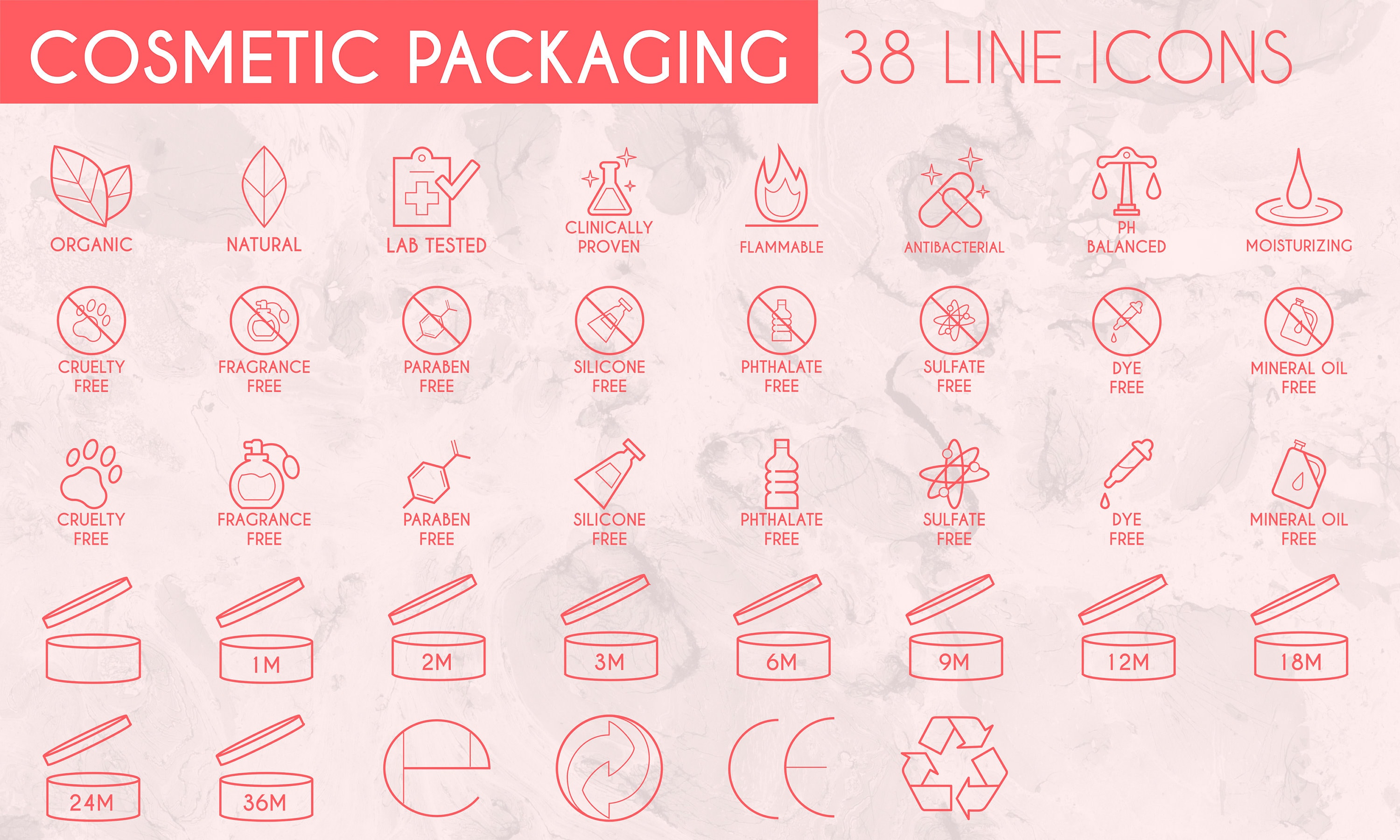 Cosmetic Packaging Line Icon Pack - Etsy