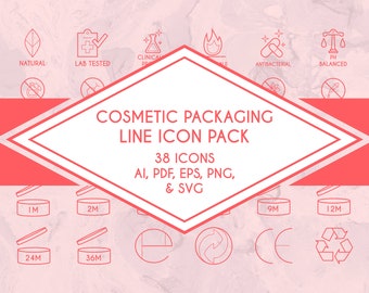 Cosmetic Packaging Line Icon Pack