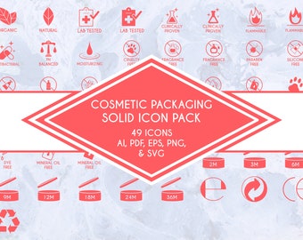 Cosmetic Packaging Line Icon Pack | Etsy