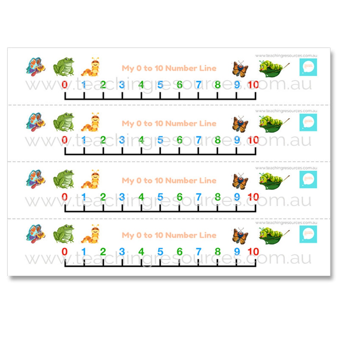 number line 0 10 printable template primary mathematics etsy