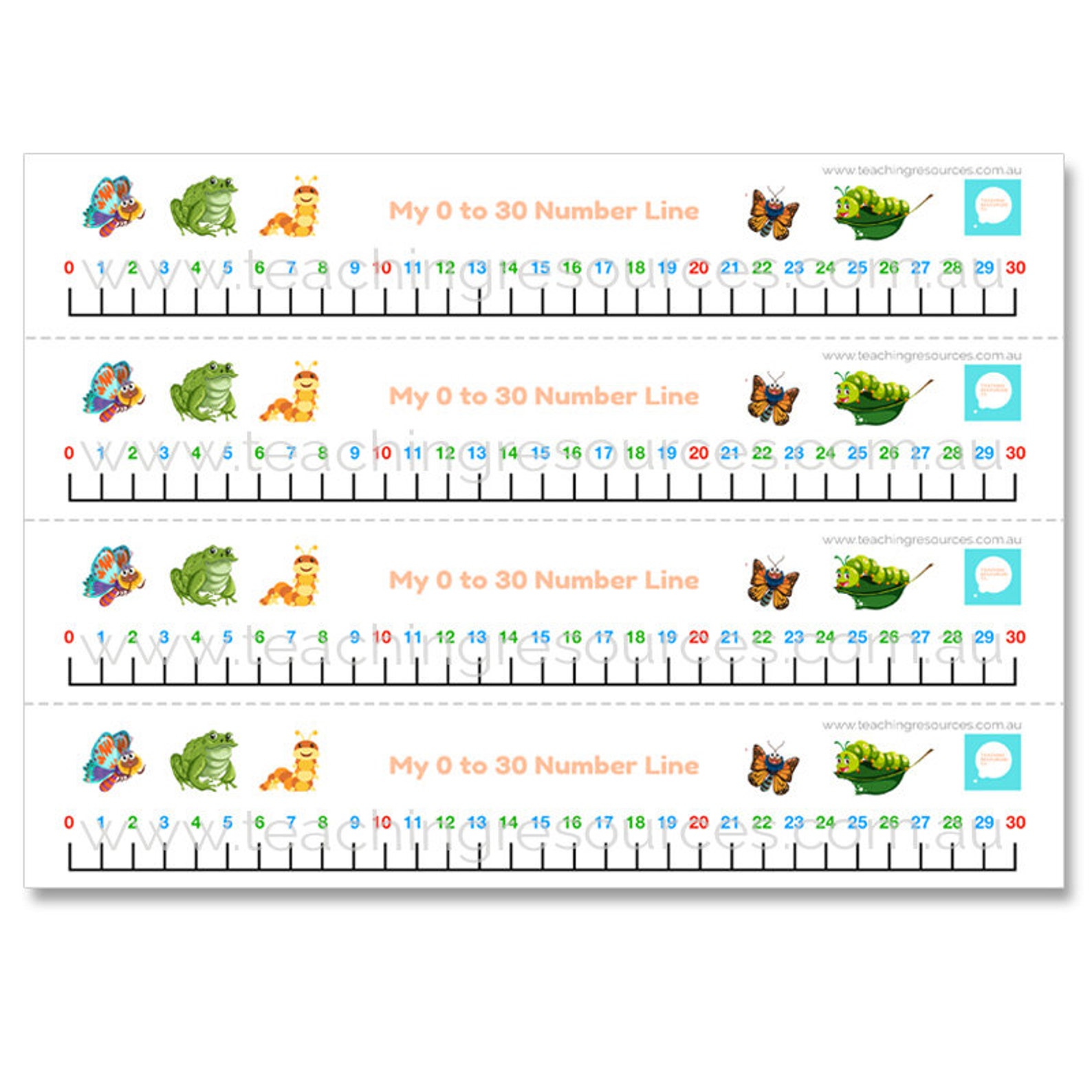 Number Line 0 30 Printable Template Primary Mathematics | Etsy