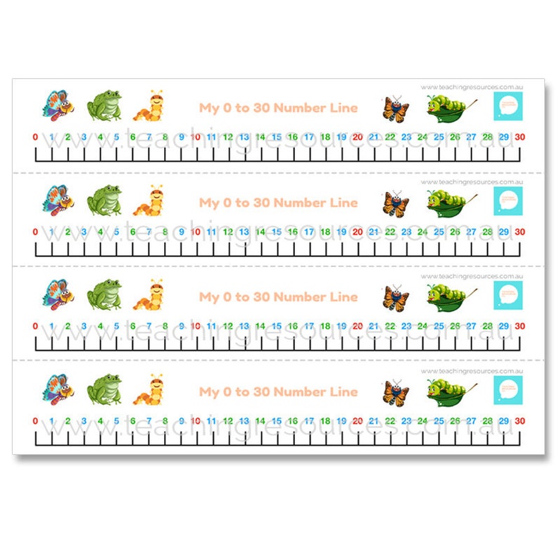 number line 0 30 printable template primary mathematics etsy