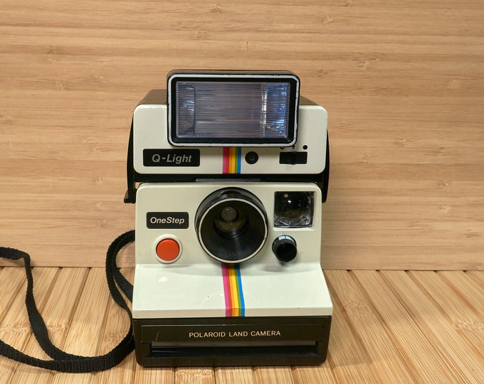 Vintage Polaroid One Step Land Camera With Q Light Flash, Take Type SX
