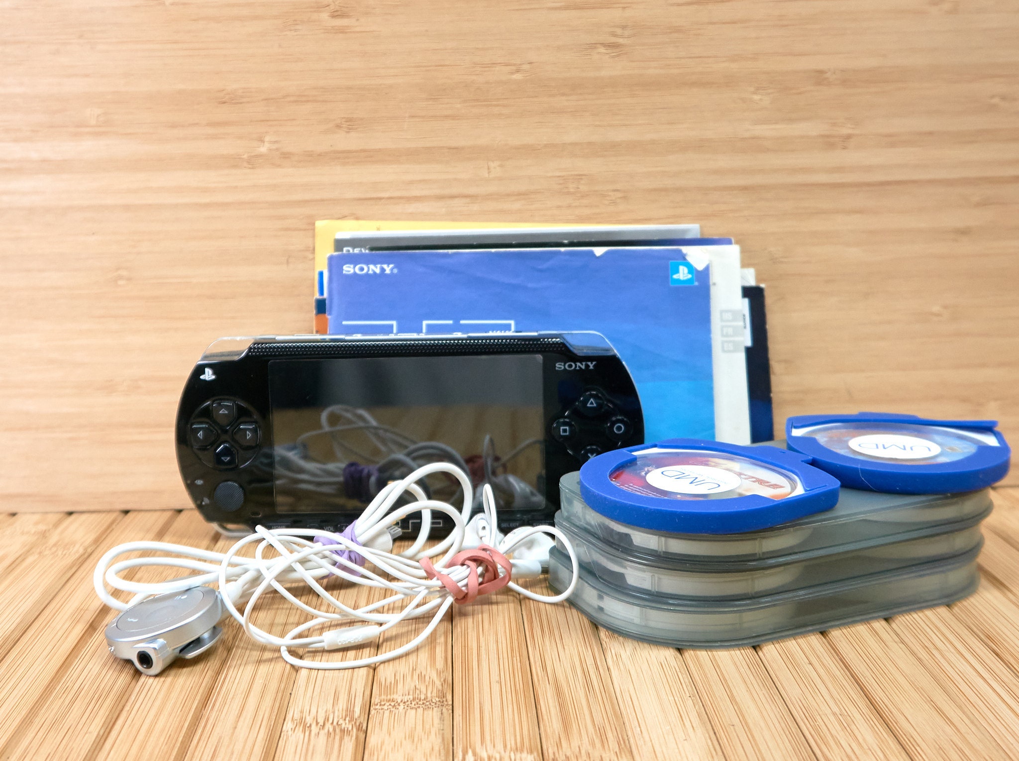 Sony PSP 1001 Playstation Portable Console Black Bundle With Games Movies Charger Adapter Remote Control Headphones and Two Cases Etsy