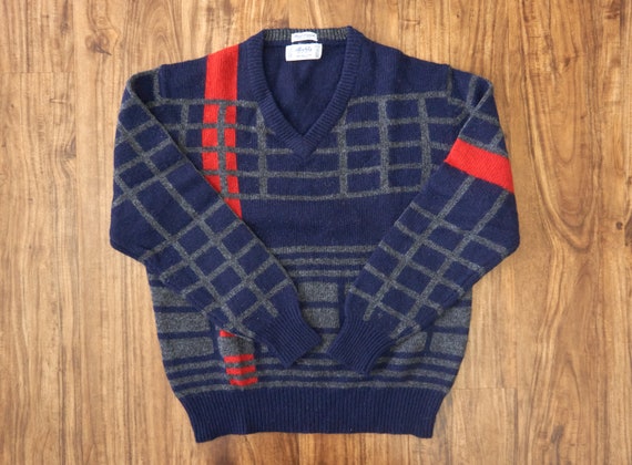 Vintage Allen Solly Men's Pattern V Neck Wool Sweater - Etsy